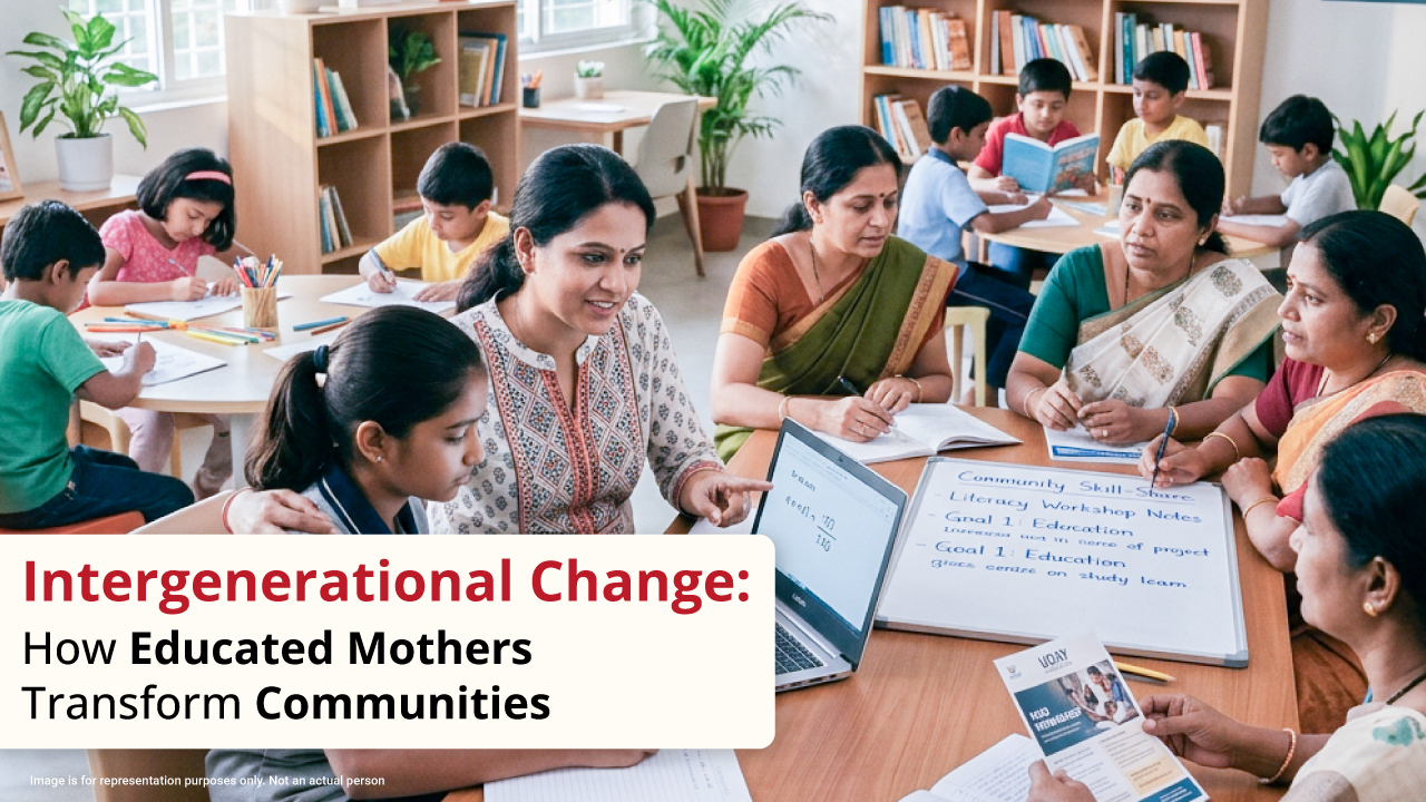 An educated mother supporting her child's learning and shaping her community